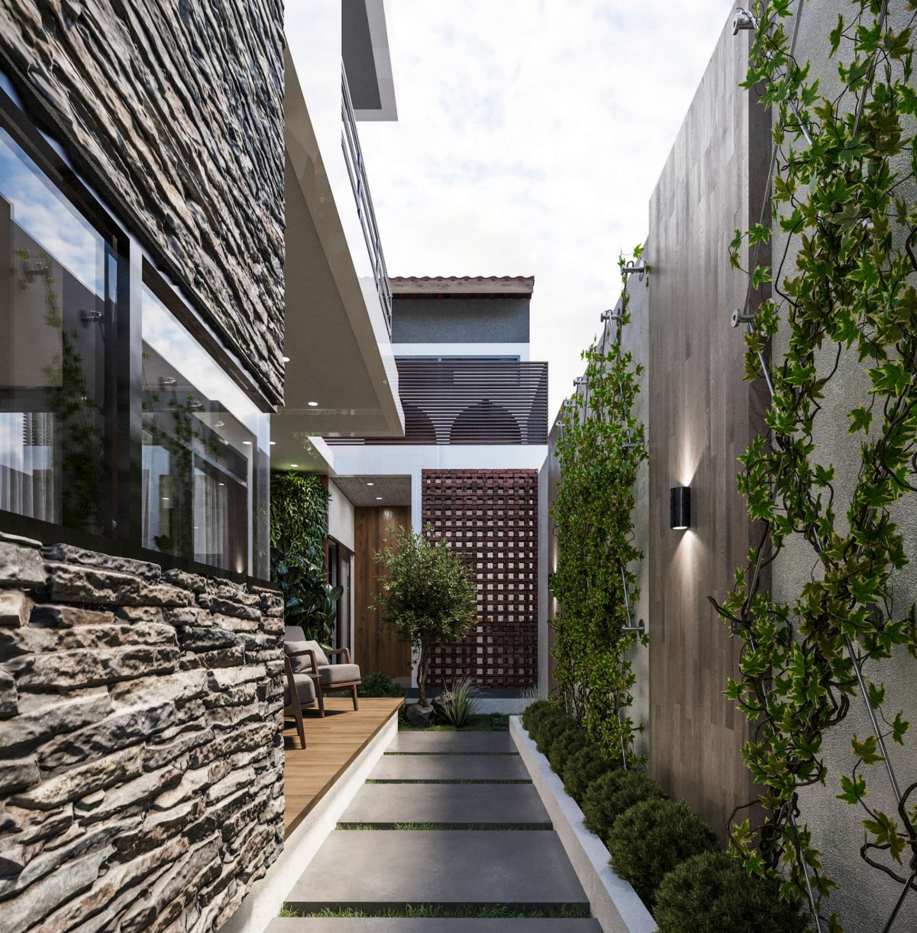 Side courtyard & landscape